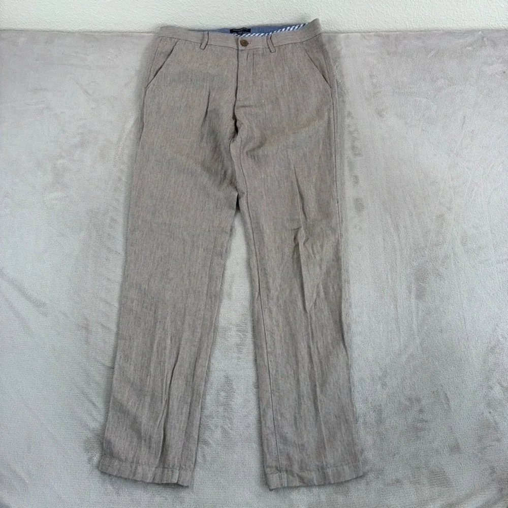 Banana Republic Aiden Fit Trouser Pants in Brown Men 34x36 Linen Blend